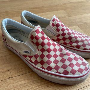 Red and White Checkered Vans - Size 10.5